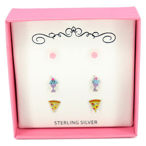 Sterling Silver Children's 3-Pc. Set Enamel Stud Earrings